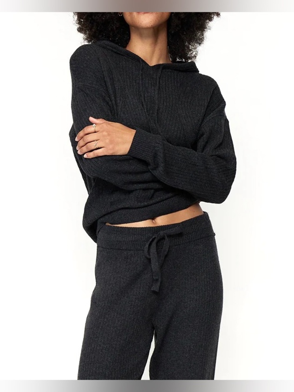 Spiritual Gangster Houston Rib Hoodie in Vintage Black - SZ Large *NWT*